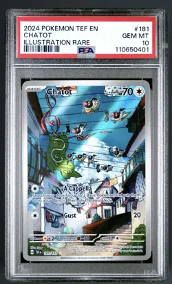 The Pokemon Company Pokemon TCG PSA 10 Chatot Illustration Rare Holo 181/162 - Image 1