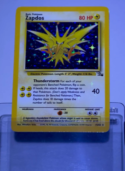 1999 Pokemon ZAPDOS Fossil Set HOLO BLEED Misprint ERROR Card 15/62 Rare WotC EX - Image 2