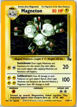Pokemon Card - Magneton Fossil 11/62 1999 Rare Holo Heavily Played - Image 1