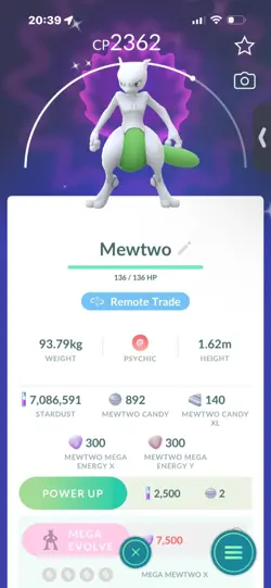 Pokemon Go shiny Legendary Mewtwo - Image 1