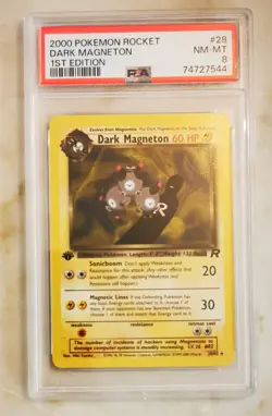 Pokemon 2000 WOTC 1st Edition Team Rocket Dark Magneton 28/82 PSA 8 - Image 1