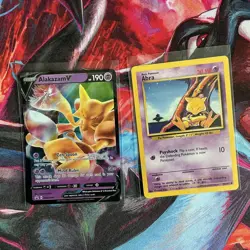 Pokemon TCG 2-Card Lot: Alakazam V Promo SWSH083 + Abra Base Set 43/102 English - Image 1