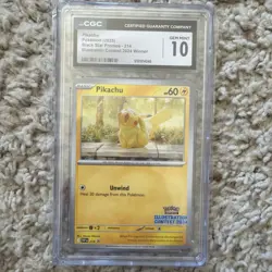 Pokemon TCG Pikachu 214 Black Star Promo Illustrator Contest 2024 Winner CGC 10 - Image 1