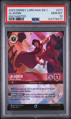 [PSA 10] ALADDIN HEROIC OUTLAW #211 Enchanted LORCANA EN 1-THE FIRST CHAPTER - Image 1
