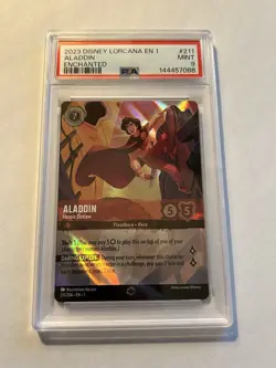 Aladdin Heroic Outlaw Enchanted 2023 Disney Lorcana TCG Card #211 PSA 9 MINT 🔥 - Image 1
