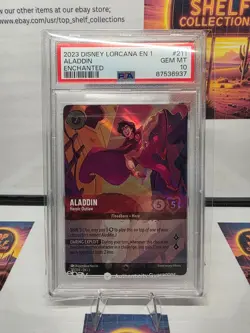 Disney Lorcana Aladdin Heroic Outlaw Enchanted #211 PSA 10 Gem Mint First Chap - Image 1