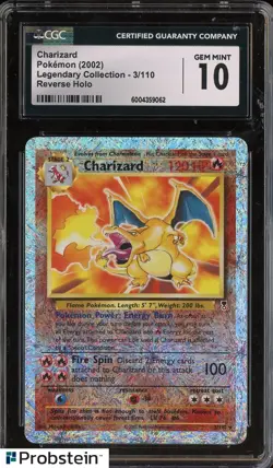 2002 Pokemon Legendary Collection #3/110 Charizard Reverse Holo Foil CGC 10 GEM - Image 1