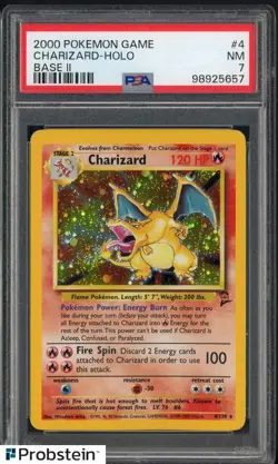 2000 POKEMON GAME BASE II #4 CHARIZARD-HOLO PSA 7 NM - Image 1