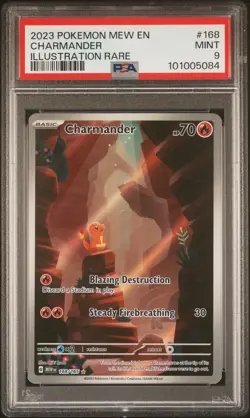 PSA 9 2023 Pokemon TCG SV Scarlet & Violet 151 Charmander IR Holo 168/165 - Image 1