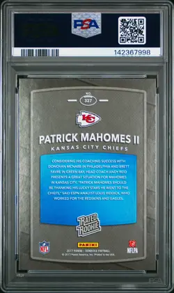 2017 Panini Donruss Rated Rookie Patrick Mahomes II #327 PSA 7 - Image 2