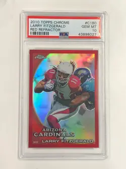 2010 Topps Chrome Larry Fitzgerald #C180 Red Refractor 08/25 PSA 10 - Image 1