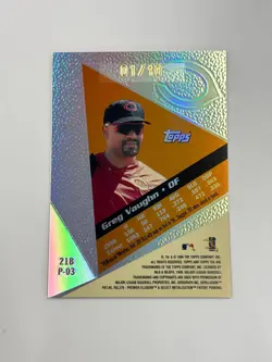 1999 Topps Tek Greg Vaughn #21B P-03 Gold 01/10 - Image 2