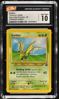 CGC 10 GEM MINT Scyther # 45 WOTC Black Star Promo Pokemon Card - Image 1
