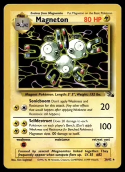 Magneton 26/62 Pokemon Card Fossil Rare 80 HP Lightly Played G21 - Image 1