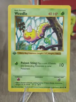 Vintage Pokemon Weedle 069/102 1st Edition Base Set (Shadowless) - Image 1