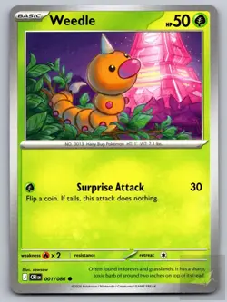 Weedle 001/086 Common ME04: Chaos Rising Pokemon Near Mint - Image 1