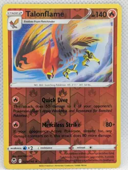TALONFLAME 029/195 R SILVER TEMPEST POKEMON REVERSE HOLO NEAR MINT TALONFLAME - Image 1