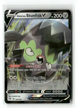 Galarian Stunfisk V 128/189 Holo V Rare Darkness Ablaze Pokemon Holo Near Mint - Image 1