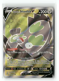 Galarian Stunfisk V 184/189 Ultra Rare Darkness Ablaze Pokemon Holo Near Mint - Image 1