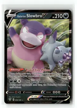 Galarian Slowbro V 099/189 Holo V Rare Darkness Ablaze Pokemon Holo Near Mint - Image 1