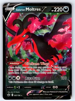 Galarian Moltres V 097/198 Holo V Rare Chilling Reign Pokemon Near Mint - Image 1