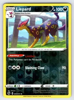 Liepard 040/073 2020 Champions Path Pokemon Card Reverse Holo Uncommon - Nm - Image 1