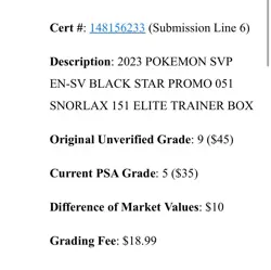 2023 Pokemon SVP 151 Black Star Promo Snorlax 51 PSA 5 EX ETB Illustration ART - Image 3