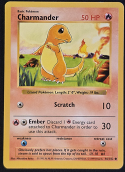 Charmander 46/102 Shadowless Pokemon Base Set LP - Image 1