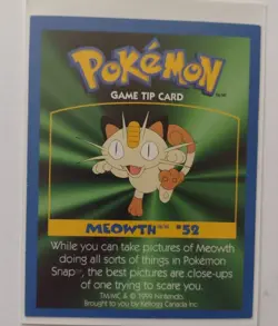 Pokemon Kellogg Game Tip Card Meowth #52 - Image 1