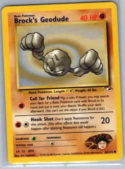 Brock's Geodude 66/132 Non Holo Gym Heroes - Pokemon Card - NM - Image 1