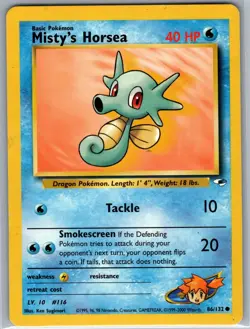 Misty's Horsea 86/132 Non Holo Gym Heroes - Pokemon Card - LP - Image 1