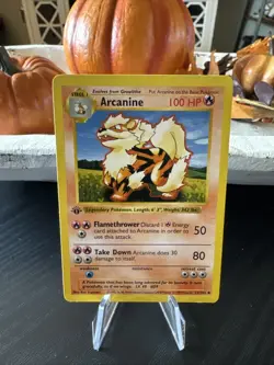 ARCANINE Pokemon Card - WOTC 1st Edition Base Set Shadowless 23/102 MP LP - Image 1