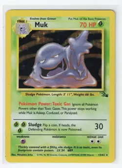 Muk 13/62 Holo Fossil Unlimited WOTC Pokemon Card MP Vintage - Image 1
