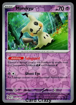 Mimikyu 037/091 Reverse Holo SV: Paldean Fates Pokemon Card NM - Image 1