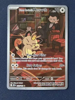 Pokemon TCG Team Rocket's Meowth 203/182 - Illustration Rare Destined Rivals NM - Image 1