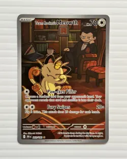 Team Rocket's Meowth 203/182 Illustration Rare - Destined Rivals NM Pokemon TCG - Image 1