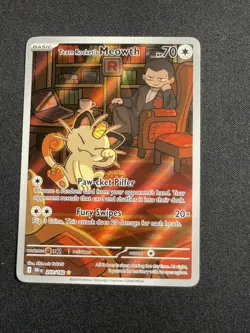 Team Rocket's Meowth 203/182 Illustration Rare Destined Rivals NM - Pokemon TCG - Image 1