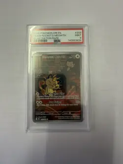 Team Rocket's Meowth 203/182 Illustration Rare Destined Rivals Pokemon NM - Image 1