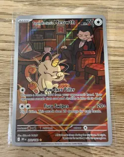 Team Rocket's Meowth 203/182 Illustration Rare Destined Rivals NM - Pokemon TCG - Image 1