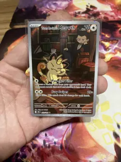 Team Rocket's Meowth 203/182 Illustration Rare IR Destined Rivals Pokemon NM - Image 1