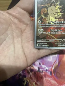 Team Rocket's Meowth 203/182 Illustration Rare IR Destined Rivals Pokemon NM - Image 2