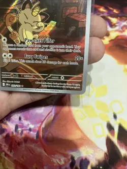 Team Rocket's Meowth 203/182 Illustration Rare IR Destined Rivals Pokemon NM - Image 3