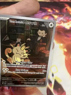 Team Rocket's Meowth 203/182 Illustration Rare IR Destined Rivals Pokemon NM - Image 4