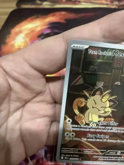 Team Rocket's Meowth 203/182 Illustration Rare IR Destined Rivals Pokemon NM - Image 5