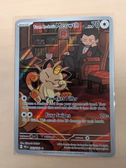 Team Rocket's Meowth 203/182 Destined Rivals Pokemon Illustration Rare - NM - Image 1