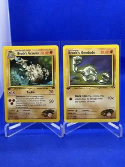 Pokemon Card TCG WOTC 1st Edition Gym Challenge Brock’s Graveler +Geodude 34/132 - Image 1