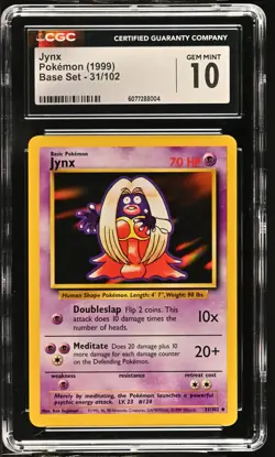1999 Pokemon Base Set Unlimited 31/102 Jynx CGC 10 - Image 1