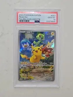 PSA 10 GEM MINT Pikachu Paldea Evolved ETB 027 SVP 2023 Black Star Promo Card - Image 1