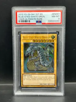 Yugioh PSA 8 NM-MT Blue-Eyes White Dragon YSKR-EN001 Ultimate Rare 1st Ed S#4280 - Image 1