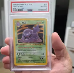 1999 POKEMON FOSSIL MUK HOLO 1ST EDITION 13/62 PSA 8 RARE - Image 1